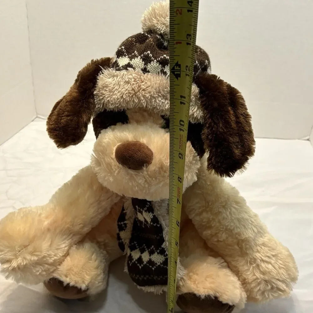 Hugfun International Kowloon Hong Kong Dog Plush Tan Brown Winter Hat Scarf 12" - Picture 9 of 10